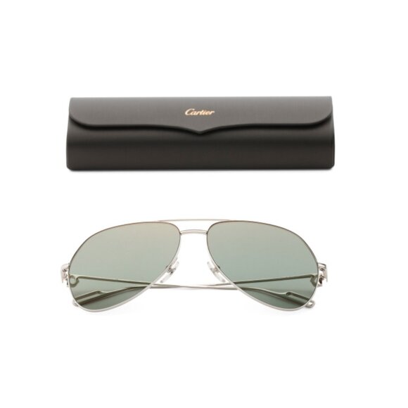 CARTIER Silver/green 60mm Designer Sunglasses